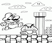 Coloriage super mario bros avec logo classique dessin