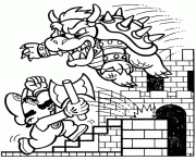 Bowser attaque Mario dessin à colorier