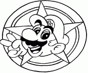 tete de Mario dans un cercle dessin à colorier