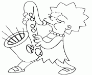 Lisa joue du saxophone dessin à colorier
