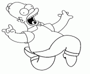 Homer Simpson qui fait des bonds dessin à colorier