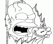 Homer a la tete qui traverse un mur dessin à colorier