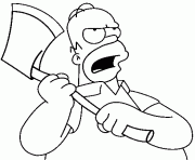 Homer avec une hache dessin à colorier
