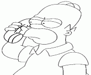 Homer Simpson au telephone dessin à colorier