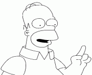 Homer Simpson leve le doigt dessin à colorier