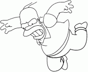 Homer tombe dans les airs dessin à colorier