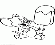 Coloriage Jerry mange du popcorn devant la tele dessin