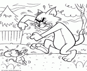 Tom et Jerry veulent se battre dessin à colorier