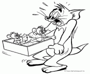 Coloriage Tom joue au tennis avec Jerry comme balle dessin