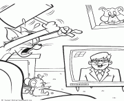 Jerry regarde la television dessin à colorier