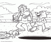 Tom et Jerry veulent faire tomber un hippy dans un trou dessin à colorier