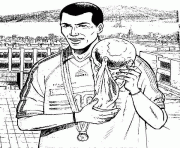 Zidane avec la coupe du monde dessin à colorier