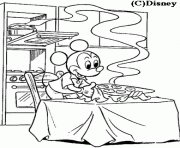 Mickey fait des cookies dessin à colorier
