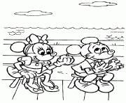 Mickey et Minnie mangent dessin à colorier