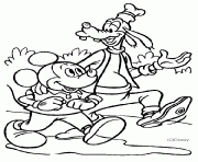 Mickey et son ami Dingo se promenent dessin à colorier