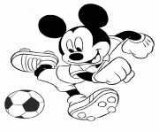 Mickey joue au foot dessin à colorier
