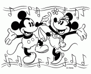 Mickey et Minnie dansent dessin à colorier