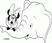 Minnie avec un elephant dessin à colorier