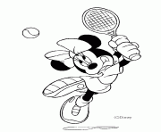 Minnie joue au tennis dessin à colorier
