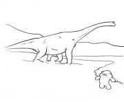Coloriage dinosaures herbivores triceratops avec son enfant dessin