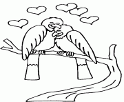 st valentin oiseaux amoureux dessin à colorier