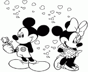 st valentin Mickey est amoureux de Minnie dessin à colorier