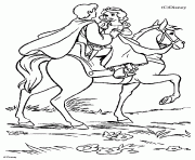 Blanche neige et son prince charmant sur le cheval dessin à colorier