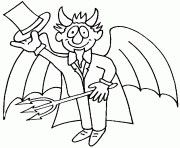 un demon avec des ailes et une fourche dessin à colorier