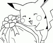 Coloriage pokemon pikachu fait salut dessin