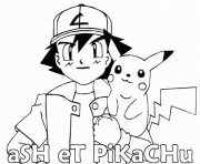 pokemon Ash Pikachu dessin à colorier