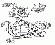 dragon et schtroumpf dessin à colorier