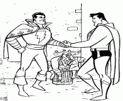 Coloriage Superman avec ses copains super heros dessin