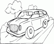 voiture sur route dessin à colorier