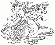 dragon a 2 tetes dessin à colorier