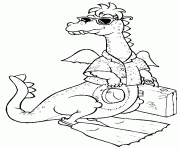 dragon en vacances a la mer dessin à colorier