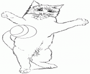 le chat joue avec une balle dessin à colorier