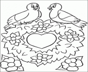 Coloriage coeur en forme de oiseau dessin