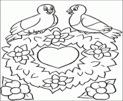 Coloriage st valentin Titi et Grosminet dans un coeur dessin