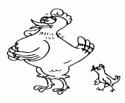 paques une poule avec son poussin dessin à colorier