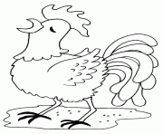 paques un coq qui chante dessin à colorier