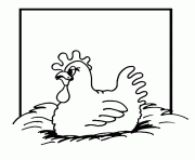paques une poule qui couve un oeuf dessin à colorier