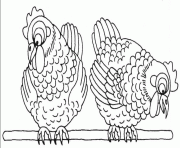 paques deux poules dessin à colorier