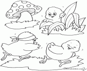 Coloriage paques poule qui couve dessin