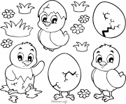 Coloriage paques eclosion poussin dessin