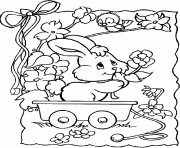 Coloriage oeuf et lapin de paques joyeuse paques dessin