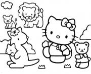 Coloriage hello kitty zoo circle avec des animaux dessin