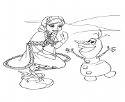 reine des neiges qui a froid avec olaf dessin à colorier