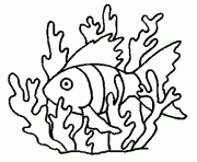 un poisson qui nage dans les algues dessin à colorier