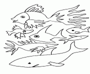 Coloriage simple poisson avril dessin