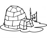 igloo poissons seches dessin à colorier